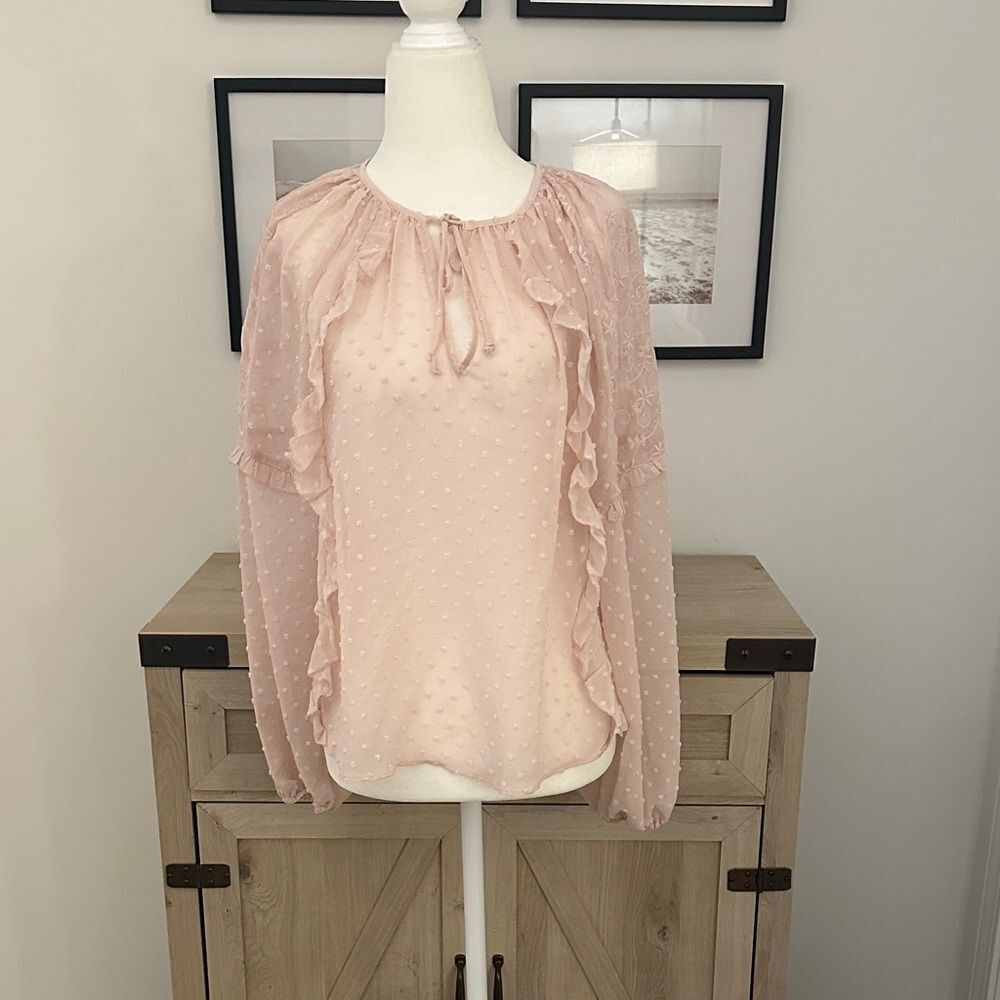 Express Pink Ruffle Blouse - Picture 1 of 4